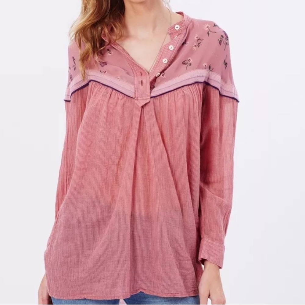 Free People Hearts and Colors Printed Top Size M